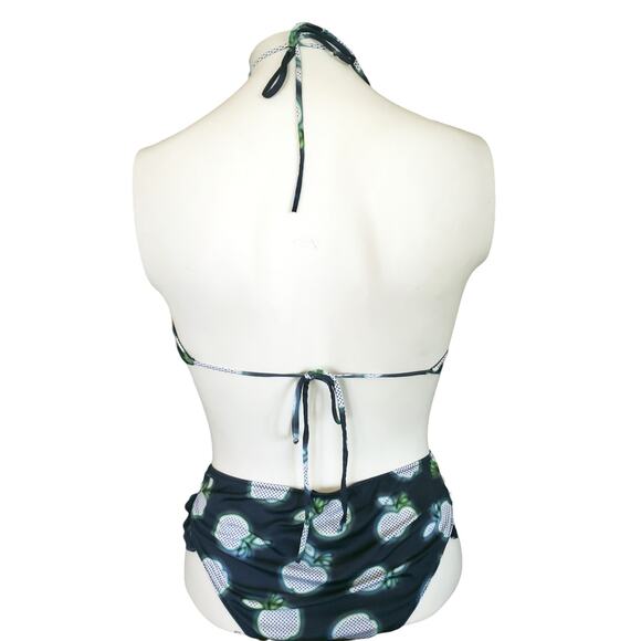 MIU MIU Resort 2011 apple print monokini ruffle one piece swim suit blue Sz 42 6 - Picture 2 of 8